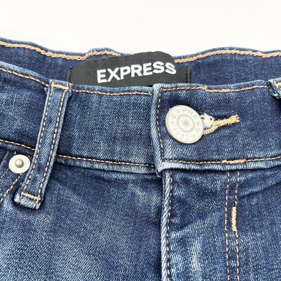 Express Womens Denim Shorts Size 0 Midi High Rise Cuffed‎ Summer Beachy Vacation - Picture 5 of 9